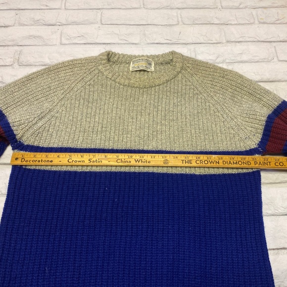 Vintage Sears Shetland Chunky wool sweater Large Men Blue - Picture 6 of 7